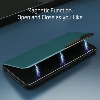 Pocox3 pro juhul pu nahk smart view magnet stand luuk jaoks xiaomi vähe pocophone poco x3 x 3 pro 3x nfc coque fundas