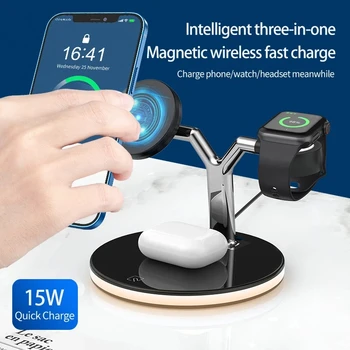 3 in 1 Magnet Juhtmeta Laadija 15W Kiire laadimisjaama Apple Vaadata Airpods pro Magsafe iPhone 12 pro Max Laadijad