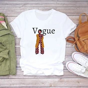 Ilus Naine Vogue Ajakirja Trükkimine T-Särk Blanc Kawaii E Tüdruk Seksikas Naine Tumblr Tüdrukud Naiste T-särk