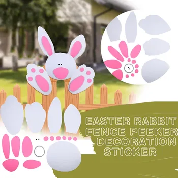 Easter Bunny Rabbit Ukse Aia Peeker Teenetemärgi Kleebis DIY Kodu Aias Vilt Riidest Kaunistused Puhkus Õue Tarvikud FN60