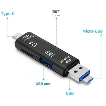 5 In1 Tüüp-C OTG kaardilugeja Micro USB 2.0 TF Kaardi Pesa Adapter-Kaardi Lugeja Mobiiltelefoni Tabletid Sülearvuti