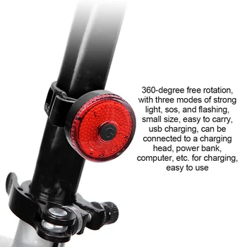 Jalgratta Hoiatus Kerge Veekindel Bike Ohutuse suunatuli Saba Kerge USB Laetav 360° Reguleeritav Kaasaskantav Bike Taillight