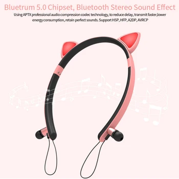 Juhtmeta Peakomplekti Kass Ear Kõrvaklapid Stereo Bluetooth Kõrvaklapid Hifi Muusika Mikrofoniga Peakomplekti Sport Kõrvaklapid