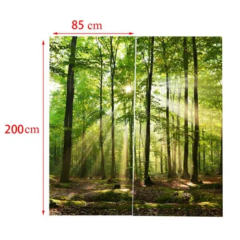 Bambusest Metsa Trükitud Elektrikatkestus Kardinad Ette Magamistoa Akna Kardinad Eest elutuba 85% Tumenevad 3D Kõrgus 200Cm Laius 170Cm