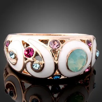 Hulgimüük Kasvas Kulla Värvi Pulm Rõngad Trendikas Värviline Glasuur Crystal Rhinestone Ring Ehted Naiste Emailiga Rõngad