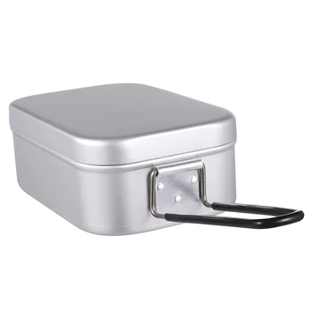 2pc Alumiinium Square Lunch Box Kokkupandav Käepide Bento Toidu Piknik Mahuti