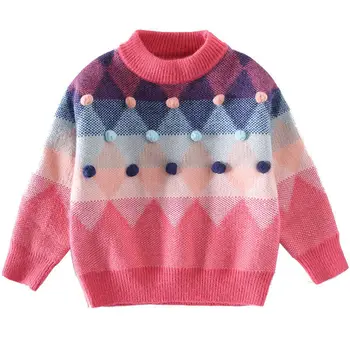 Tüdrukud 2021 Sügis-Talve Uus Suur Laste Pullover Kampsun Korea Versiooni Värvi Sobitamise Silmkoelised Läbilöök Särk Tiheneb