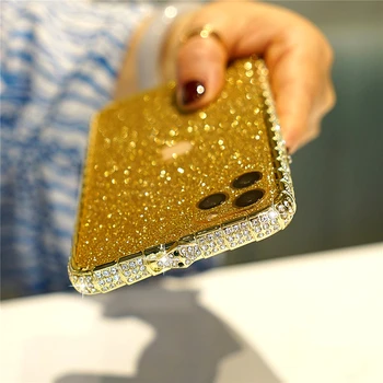Luksus Teemant Glitter Metall Bumper Telefon Case For iPhone 11 12Pro Max XS MAX XR 7 8Plus Rhinestone Crystal Jewelled Raami Kaas