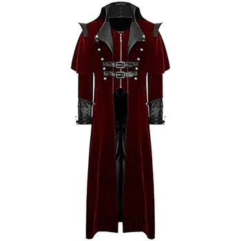 Kena Pop Disain Meeste Retro Gooti Mantel Tailcoat Vintage Steampunk Pikad Mantlid Mehed Royal Style Vampiir Cosplay Kostüüm