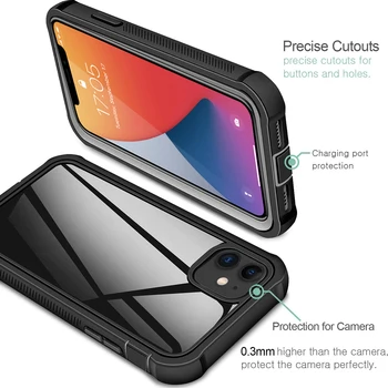 360 kogu Keha Screen Protector Läbipaistev Case For iPhone 12 Pro Max Mini 11 Xs X-Xr 6 6S 7 8 Plus SE2 Põrutuskindel Telefon Kate