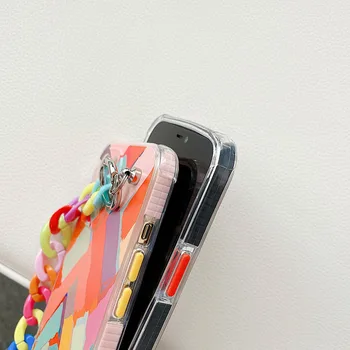 Randme Chain Case For iPhone 12 Pro Max 7 8 Plus XR, XS Max SE Põrutuskindel Silikoon Juhtudel Graffiti Kett, mis Rippus Case for iPhone 11