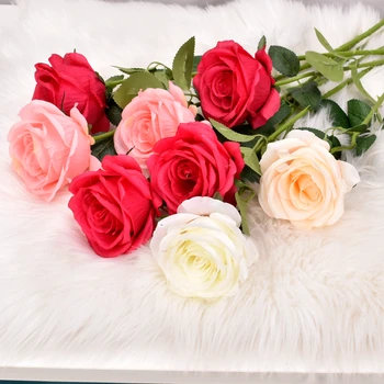 1 filiaali 50cm Kunstlik Roos Lille Pulm Kodu Kaunistamiseks Võltsitud Lilled DIY emadepäeva seina riputamise decor punane roos