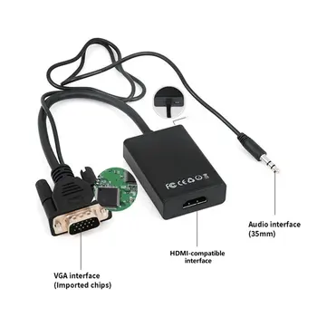 VGA Mees, et HDMI-ühilduvate Converter Naine Konverteri Adapter Kaablit Koos Audio Väljund 1080P Adapter for PC