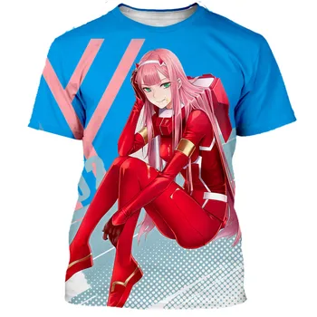 Uus Anime Kallis Aastal FranXX T-Särk Meestele, Naistele 3D Trükitud Tshirt Hip-Hop Sinine Streetwear Vabaaja Suvel Tops