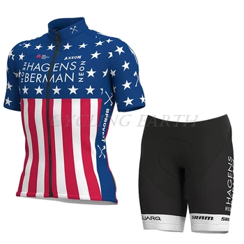 2019 CAMPIONE USA Rattasõit Riiete Komplekt Lühikese varrukaga Särki ja lühikesed püksid, rinnatüki Kit Suvel Meeste jalgratta riided MTB Ropa Ciclismo riided