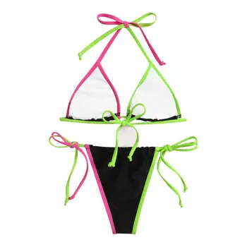 Naiste Ujumisriided 2021 Bandeau Bikiinid Madal Vöökoht Beachwear Kaks-Töö Eraldab candy värvi Bikiinid Komplekti Seksikas Eksootiliste Ujumistrikoo