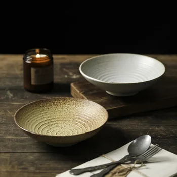 Kas vana lõng retro õhtusöök plaat kivitooted käsitöö plaat Jaapani loominguline lauanõud tassi supp plaat