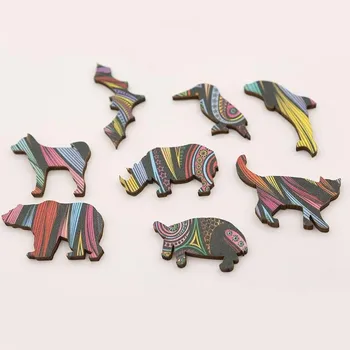 Loomad 3D Puzzles DIY Puidust Puzzle Salapärane Lõvi Puidust Puzzle Kingitus Lastele DIY Puidust Käsitöö Looma Kujuline Puidust