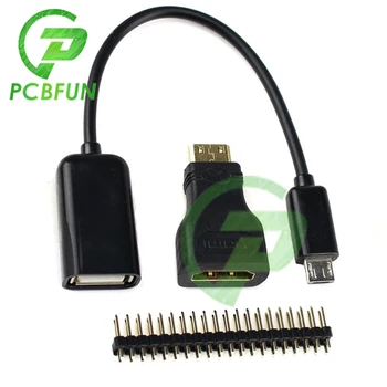 3 in1 jaoks Vaarika Pi Null Adapter Kit Mini HDMI HDMI adapter+Micro-USB-USB-Emane OTG Kaabel+20pin Mees GPIO Päise RRI 0