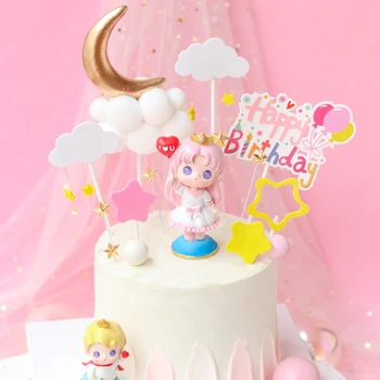 Baby Suplemine Pulm CakeTopper Cartoon Paar Õhupalli Sünnipäevaks Magustoit Tabel Kleit Üles Plugin Pool Kook Decor Tarvikud