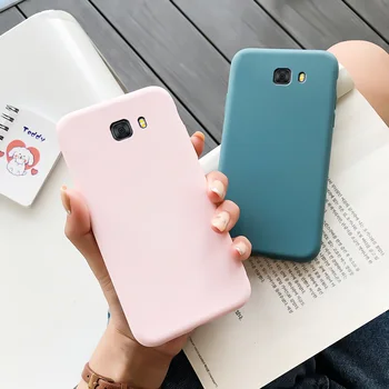 Samsung Galaxy C9 Juhul Silikoon Macaron Värvid Komme Samsung Galaxy C9 Pro Soft TPU Lihtne Must Mantel Telefoni tagakaas