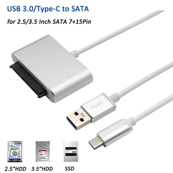 USB 3.0 SATA Adapteri Kaabli Tüüp C Kõvaketta Adapter USB 3.0 SATA Converter Kaabel 3.5 Tolline Väline HDD SSD 7+15-Pin