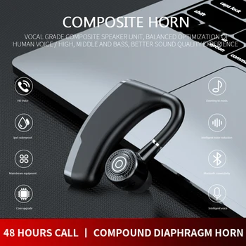 Ühepoolne Traadita Bluetooth-ühilduvad Kõrvaklapid Kõrva Rippuvad Earbud Käed-Vabad Kõne Stereo Muusikat Peakomplekti Mikrofon
