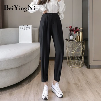 Beiyingni Vintage Naiste Püksid 2020. Aasta Sügisel Kõrge Vöökoht Korea Koo Kanda Ülikonna Püksid Naiste Mustad Vabaaja Püksid Pantalones Mujer