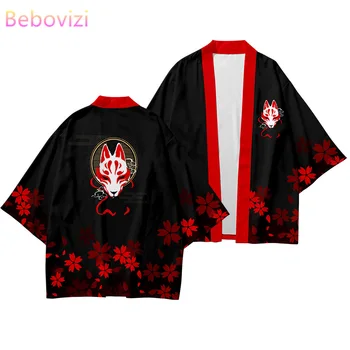 Pluss Suurus XS-6XL Must Rebane Trükkimine Jaapani Stiilis Mood Kimono ja Pant Seatud Meeste ja Naiste Kampsun, Pluus Haori Obi-Aasia Riided