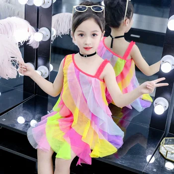 Tüdrukud Sifonki Kleit Rainbow Suvel Uus Tüdruk Varrukateta Printsess Kleit Suvel Beebi Tüdruku Riided 4-10 Vanuses 12