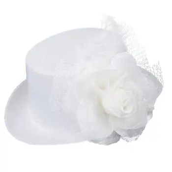 Valge Sulg Organza Mini Mütsi Lill Juuksed Clip Fascinator Pulmakleidid