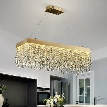 Kristall lühter eest elutuba köök saar söögituba lamp kuld LED valgus kodu kaunistamiseks valgustus võistluskalendri
