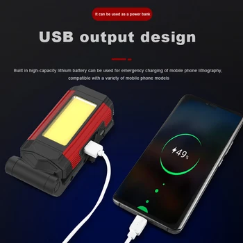 COB LED Worklight USB Laetav Võimsus Tõrvik Magnet Kontroll Lamp Taskulamp Taskulambi Tuli Hädaabi
