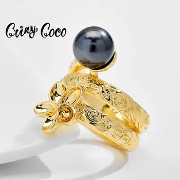 Cring Coco Kuldsed Rõngad Mood Naiste Havai Plumeria Lill Ehteid Uus Disain Pearl Sõrme Sõrmus Naiste jaoks Pulmapidu