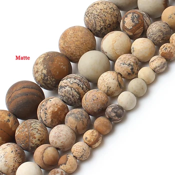 Igav Poleeritud Pilt Jaspers Stone Beads Natural Stone Matt Ring Helmed Näputöö Tegemise Diy Käevõru Tarvikud Pearl