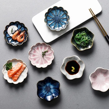 1TK Jaapani Keraamika Sushi Kaste Plaat Suupiste Plaat Lotus-Kujuline Portselani Põletusahju Klaasitud Puu Koogi Kaunistamiseks Pool Plaadid