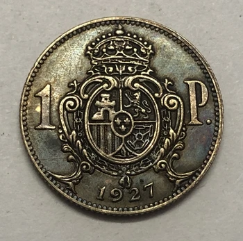 1927 Hispaania 1 Pesetas-Alfonso XIII Uuringu Strike Koopia Mündi