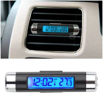 2 In 1 Auto Sõiduki Digitaalne LCD Taustvalgustus Auto Termomeeter Kell kalendrikuva Auto Air Vent Outlet Clip-Kell