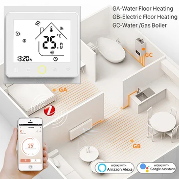 BHT-002-GBLZB Vee Soojendamiseks põrandaküte Vee/Gaasi Katla Termostaat Smart Home Tulede Hääl Kaugjuhtimispult Alexa Google
