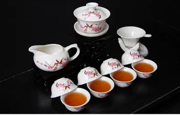 Top Gaiwan Kung Fu Tee Komplekt,Keraamiline 8 tassi 1Gai wan 1 Gongdao cup,TeaCup,ChineseTravel Tee Komplekt, Drinkware Kohv&Tee Komplekti