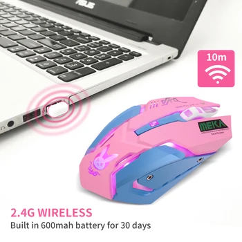 Laetav 2.4 G traadita vaikne hiir roosa helendav DVA arvuti gaming mouse 2400DPI (PC sülearvutid) DOTA, LOL