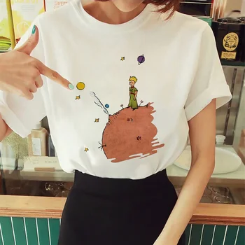 Naiste T-särk Väike prints trükitud T-Särk ümber kaela Lühikesed Varrukad tshirt Naine Ulzzang Harajuku Tüdrukud tshirt Hipster Tshirt