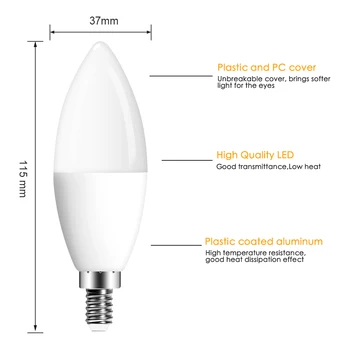 E14 LED Pirn Küünal Värv Sise-Neoon Märk Lamp RGB Lint, Mille vastutav Töötleja Valgustus 220V E12 Juhitava Smart Lamp Kodu