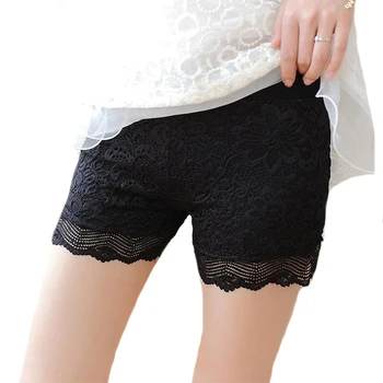 CHSDCSI Suvel lühikesed Püksid Naiste Kõrge Vöökoht Elastne Pits lühikesed Püksid Musta Valge Püksid Ripsmete Hot Müük Uus Daamid Mini Vabaaja Lühikesed