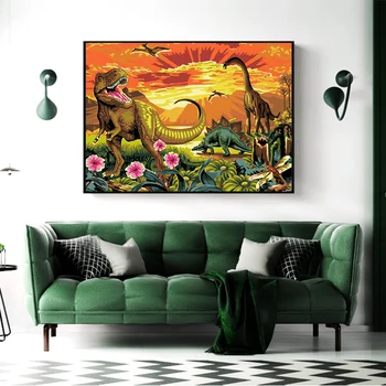 DIY 40X50 Õli Värvimine Poolt Numbrid, Dinosaur World Värvi numbrid, Lõuend Home Decor Digitaalse Maali chrismas kingitus