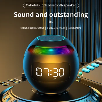 Juhtmevaba Bluetooth Kõlar Värvikas Tuled Hifi Loudspeaker Mini Portable LED Ekraan Äratus Kell TF Kaardi MP3 Muusikat Mängida
