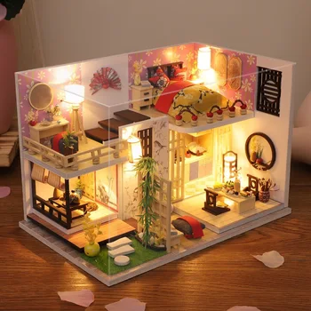 3D DIY Nukumaja Jaapani Mudelist Puidust Mänguasi Mini Mööbli Maja Laste Sünnipäevaks Mänguasjad, Kingitused jõulukinke