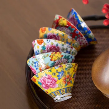 4 tk/set Jingdezhen Peen Pastell tee tassi Keraamilised Käsitsi maalitud teacup Meister Cup Isiklik Cup Office leibkonna tee komplekt