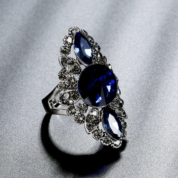 Kinel Brändi Mood Ring Sinine Kivi Ring, Naiste Hõbedast Värvi Mosaiik Hall Crystal Vintage Pulm Ehteid Luksus Pool Ringi
