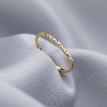 Lihtne Stiil Teemant Avatud Hõbe Sõrmus Kuldset Värvi Naiste Mood Ehteid Reguleeritav WYk-330